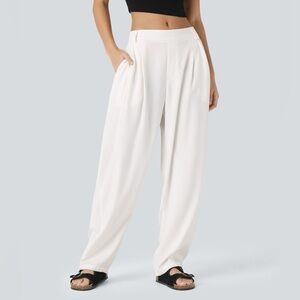HALARA Barrel Cream High-Waist Tailored Pants